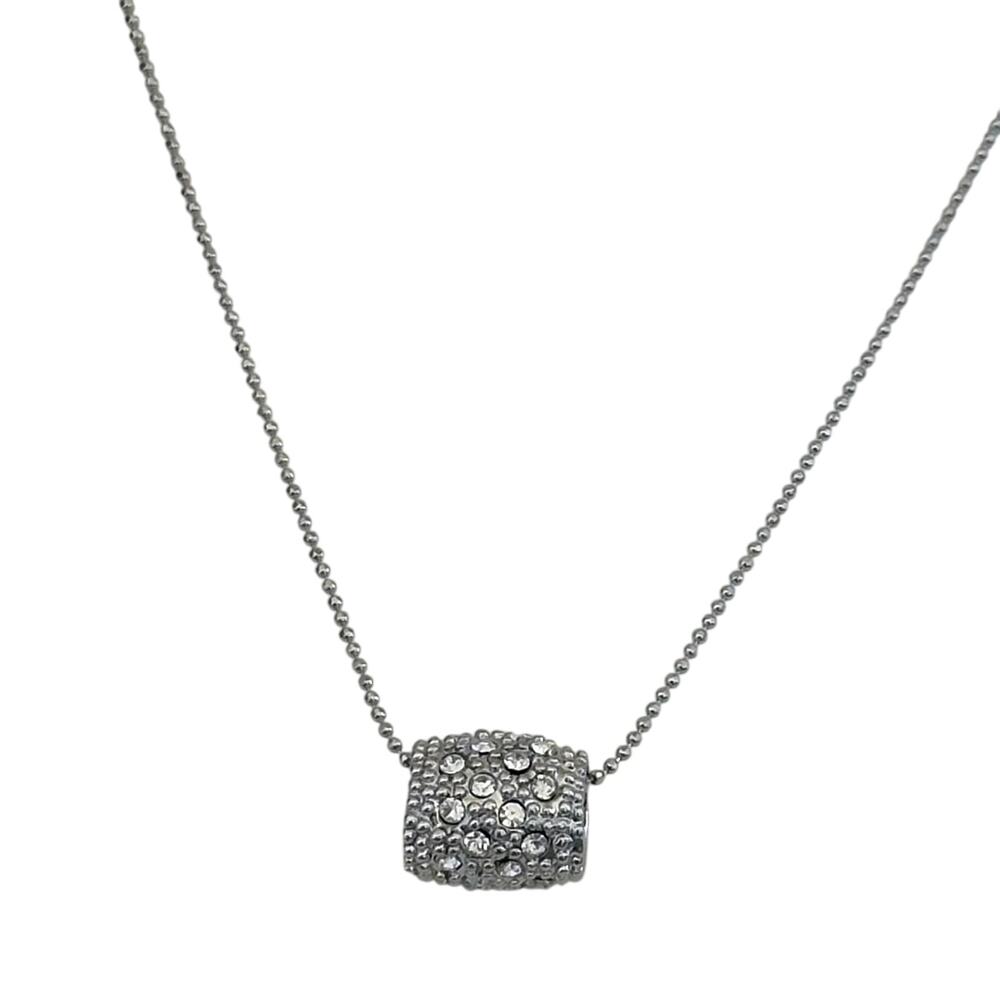 NWT! Faceted Crystal Sliding Pendant On A Silver Chain Lobster Claw Closure K105